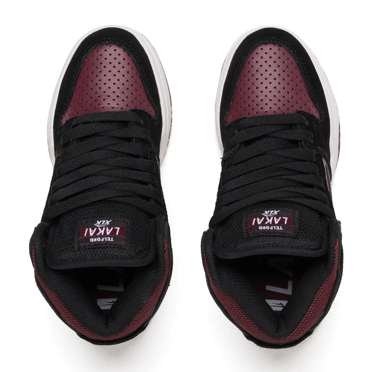 Lakai Telford Kids Skateboard Shoe - Black/Burgundy