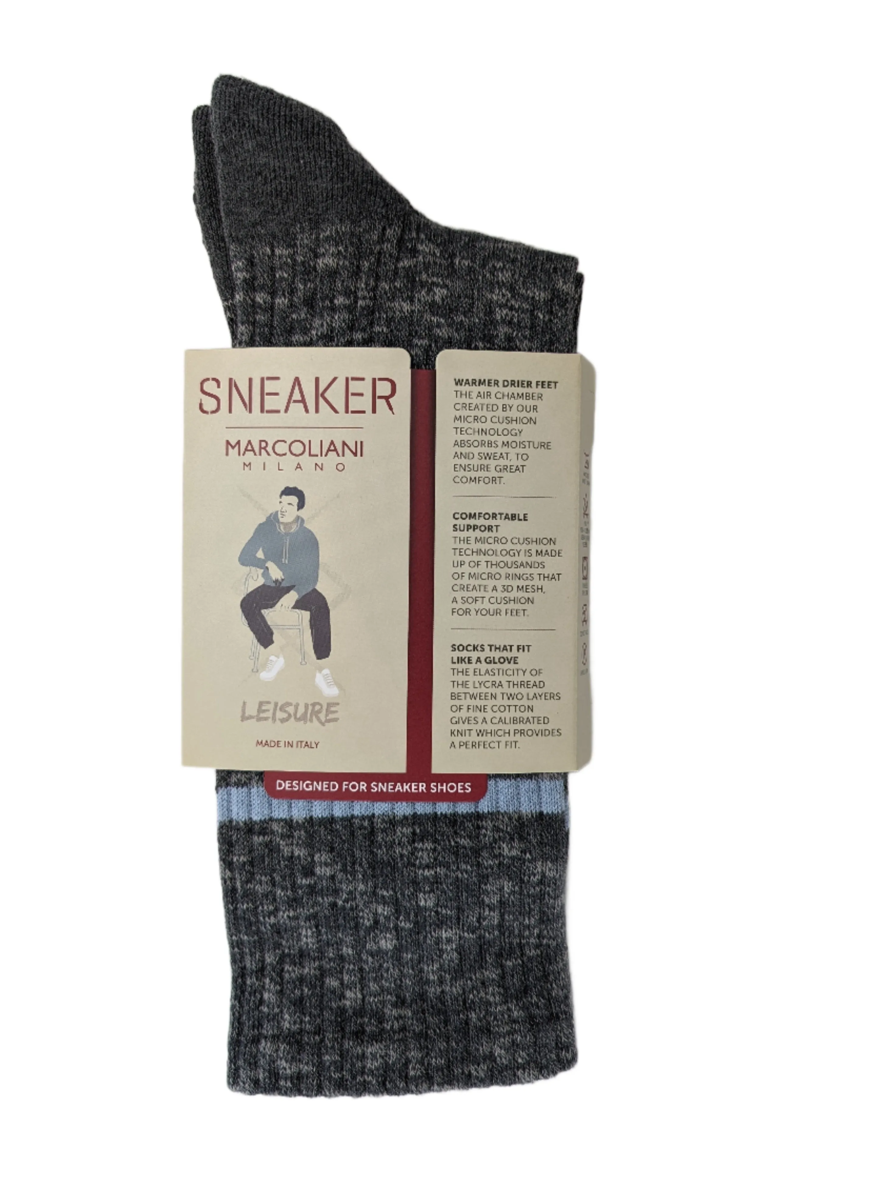 Marcoliani 4673 Soft Pima Cotton College Stripe Sneaker Socks