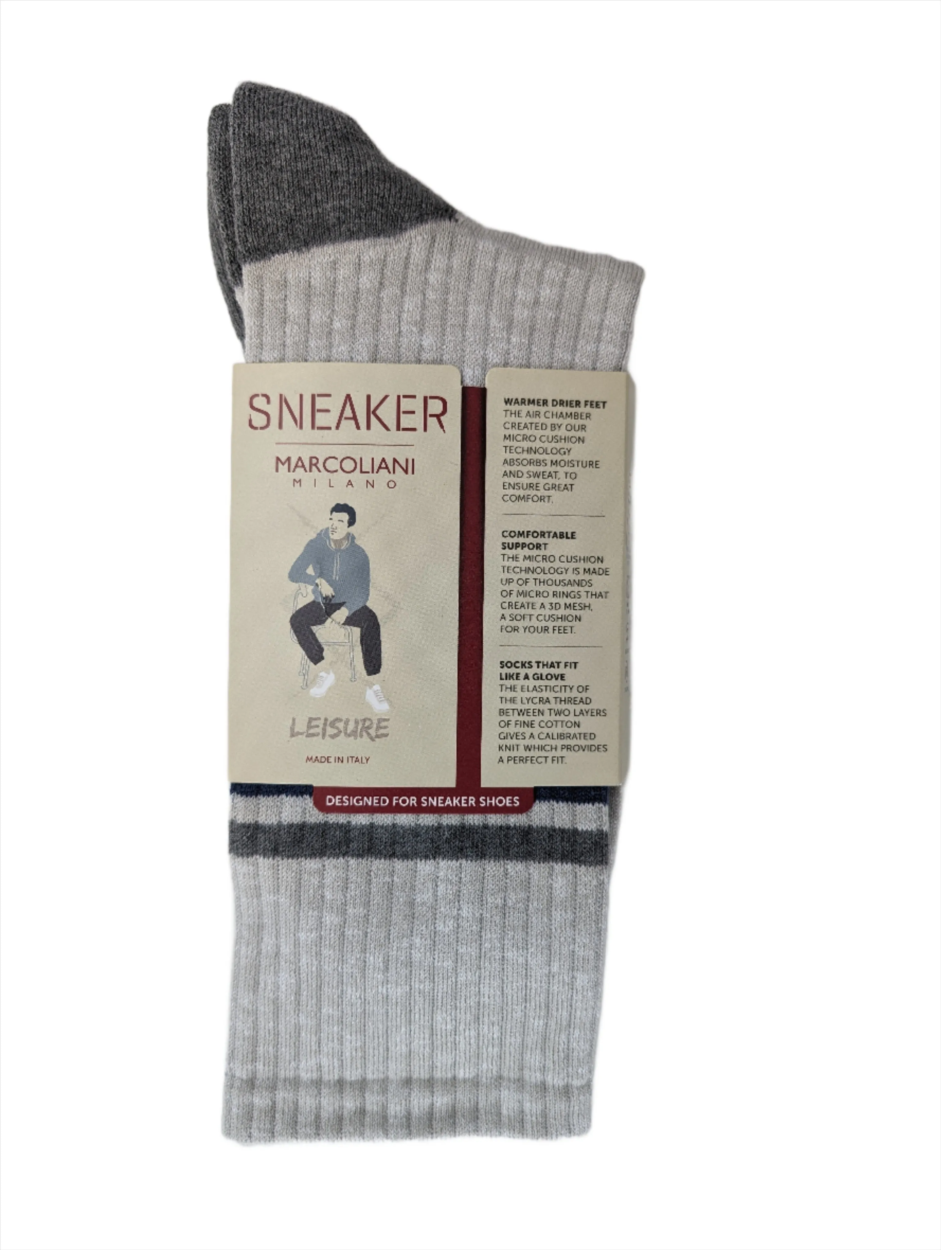 Marcoliani 4673 Soft Pima Cotton College Stripe Sneaker Socks