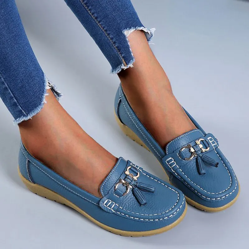 Nanccy Women Flats Ballet Leather Breathable  Casual  Shoes