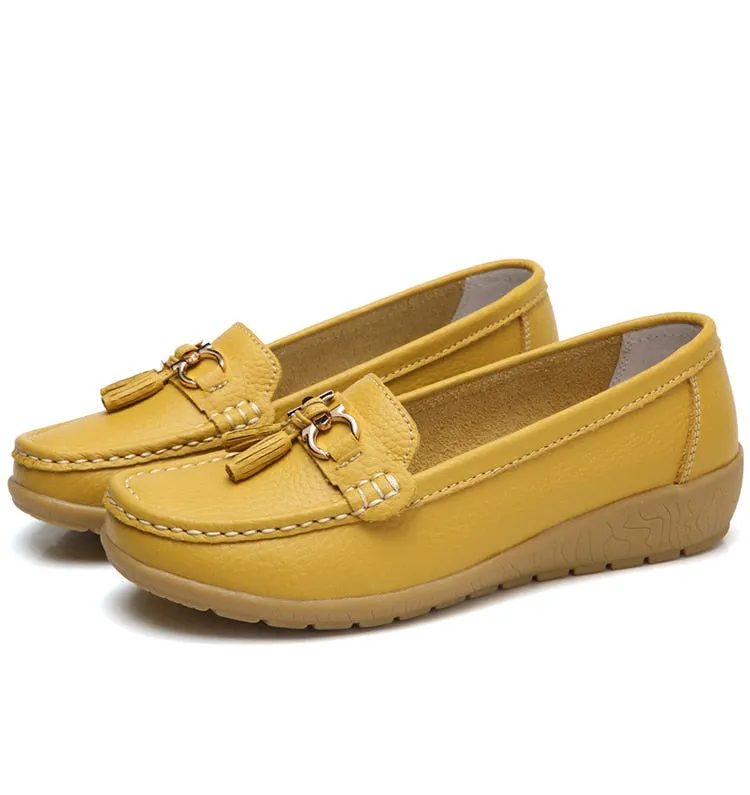 Nanccy Women Flats Ballet Leather Breathable  Casual  Shoes