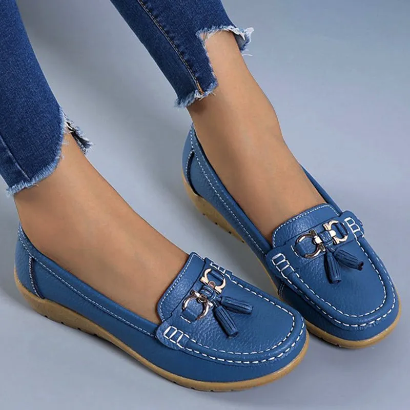 Nanccy Women Flats Ballet Leather Breathable  Casual  Shoes
