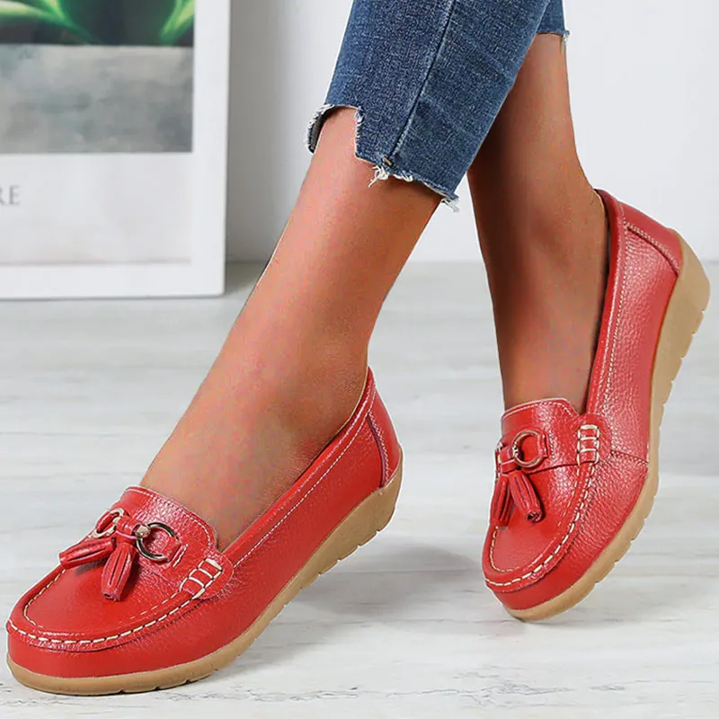 Nanccy Women Flats Ballet Leather Breathable  Casual  Shoes