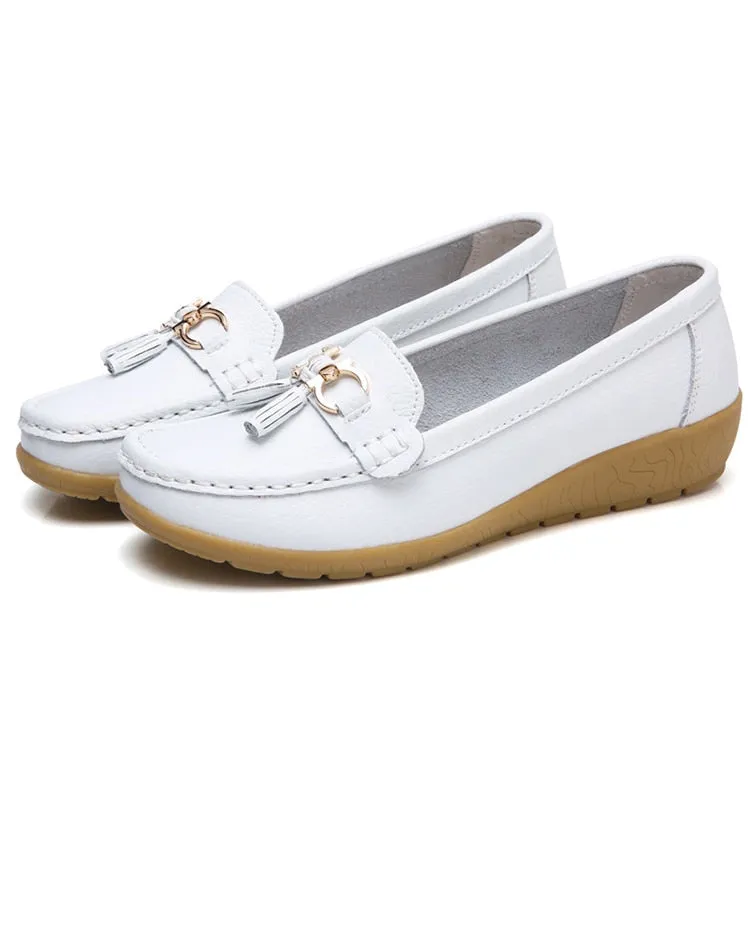 Nanccy Women Flats Ballet Leather Breathable  Casual  Shoes