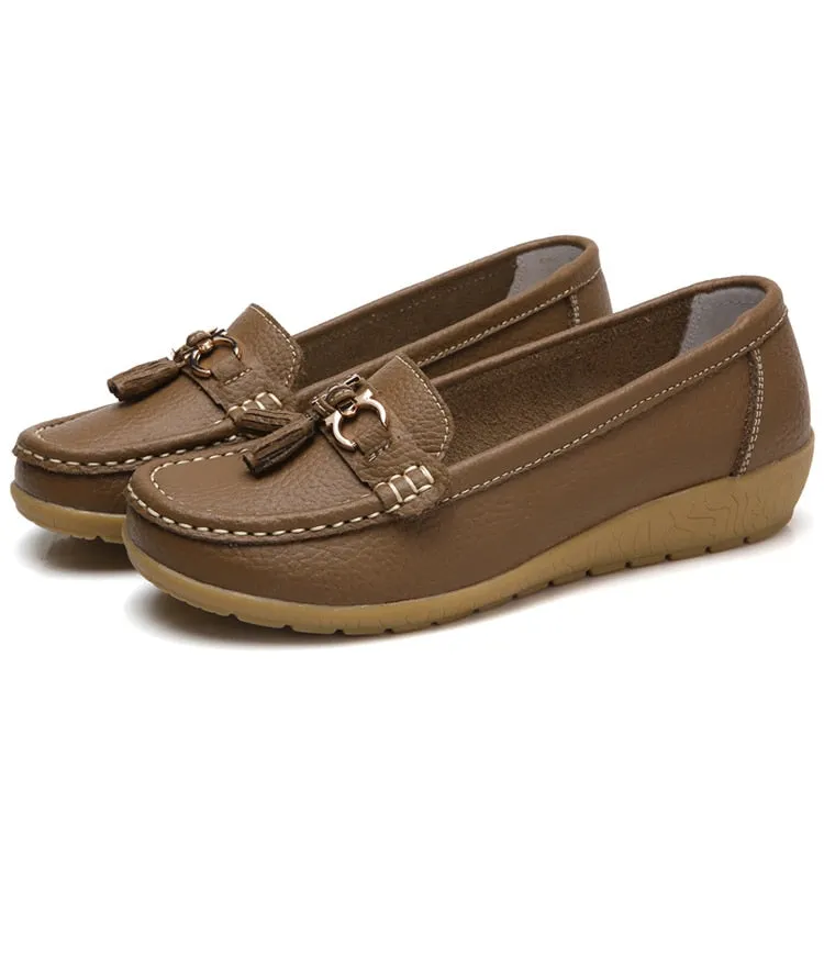 Nanccy Women Flats Ballet Leather Breathable  Casual  Shoes