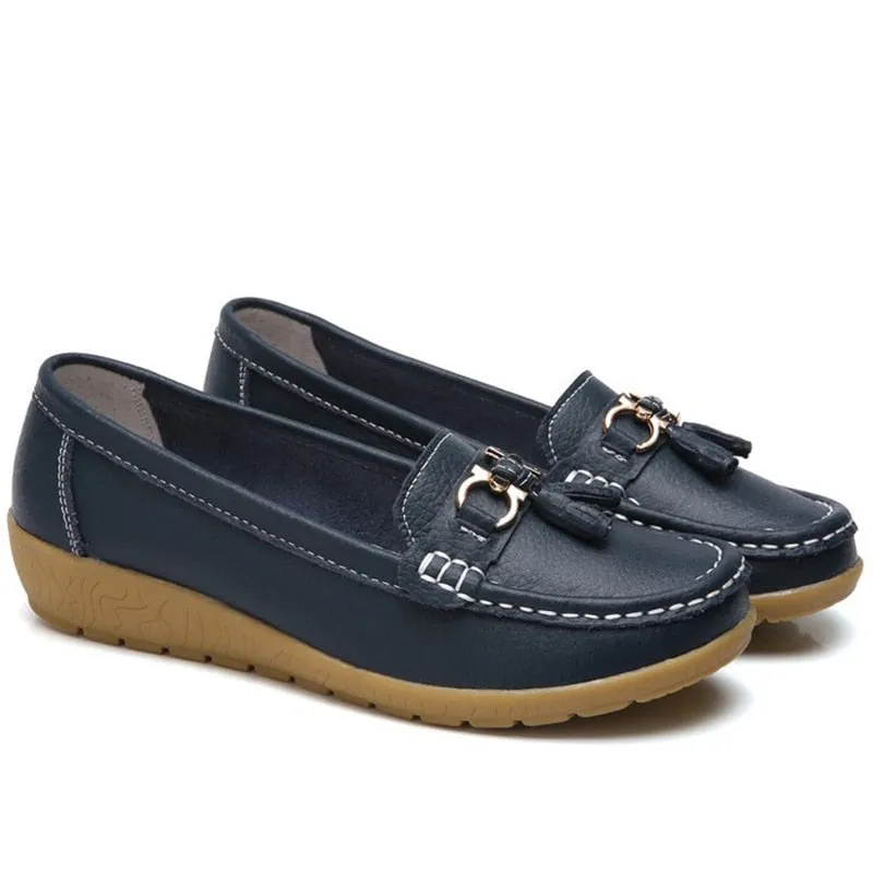 Nanccy Women Flats Ballet Leather Breathable  Casual  Shoes