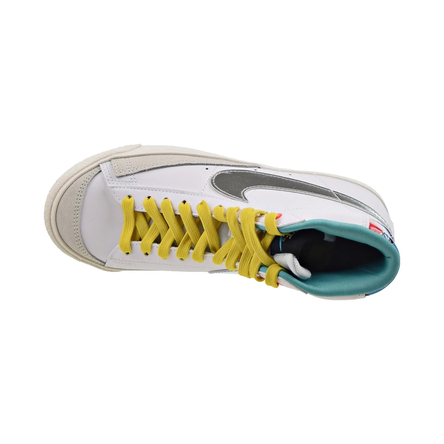 Nike Blazer Mid '77 (GS) Big Kids' Shoes White-Washed Teal-Metallic Silver