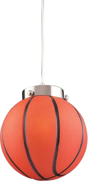 Novelty 1 Light Basketball Pendant In Satin Nickel