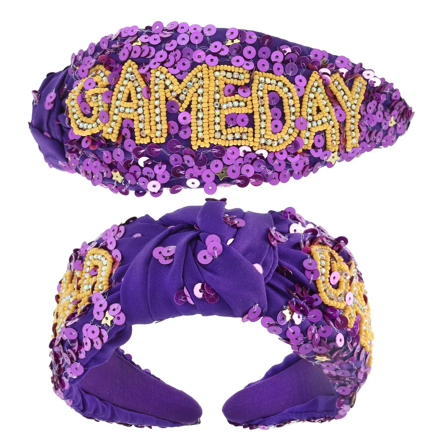 Orwt Gameday Top Knotted Jeweled Beaded Headband