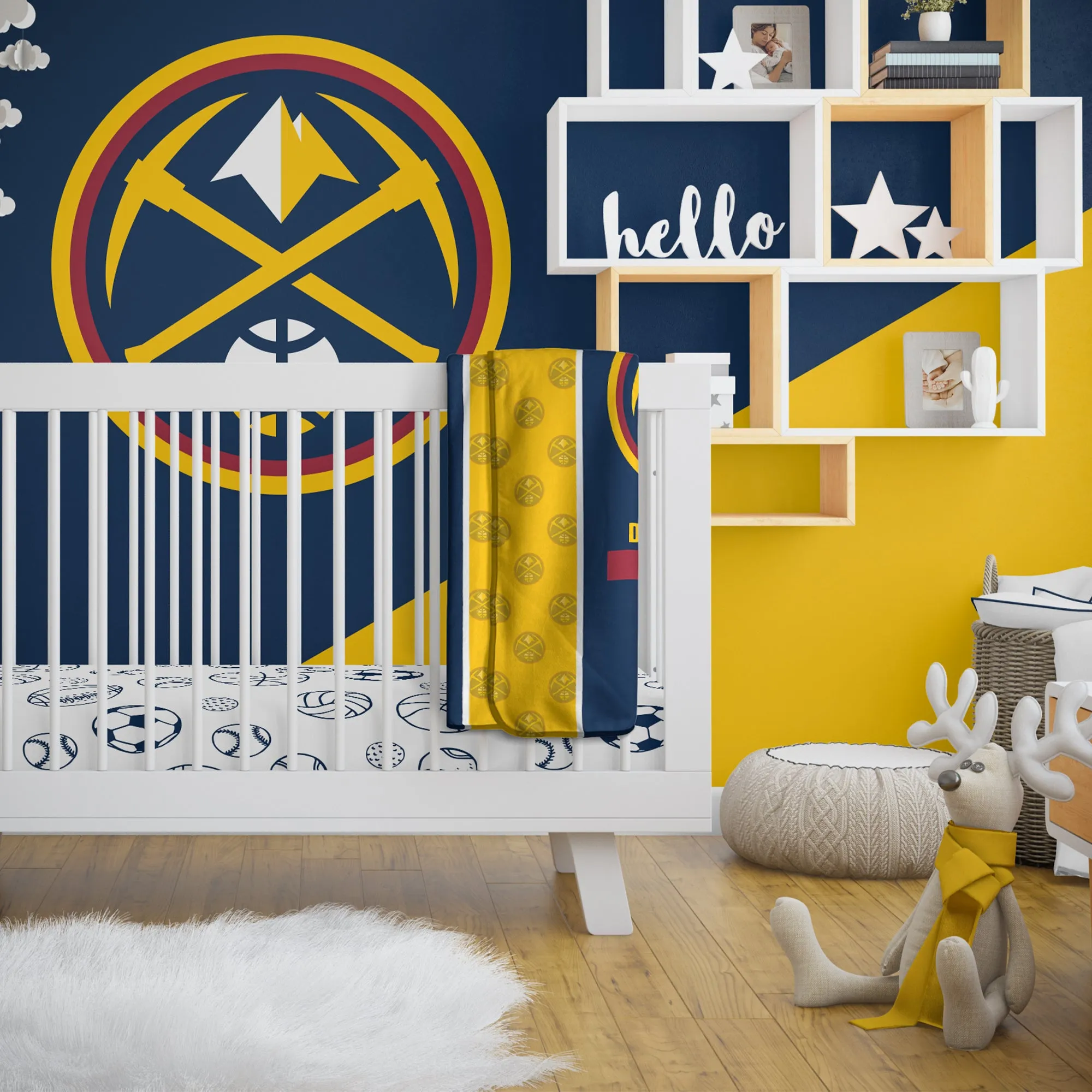 Personalized Denver Nuggets Icon Baby Pixel Fleece Blanket