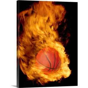 "Basketball on fire" Canvas Wall Art