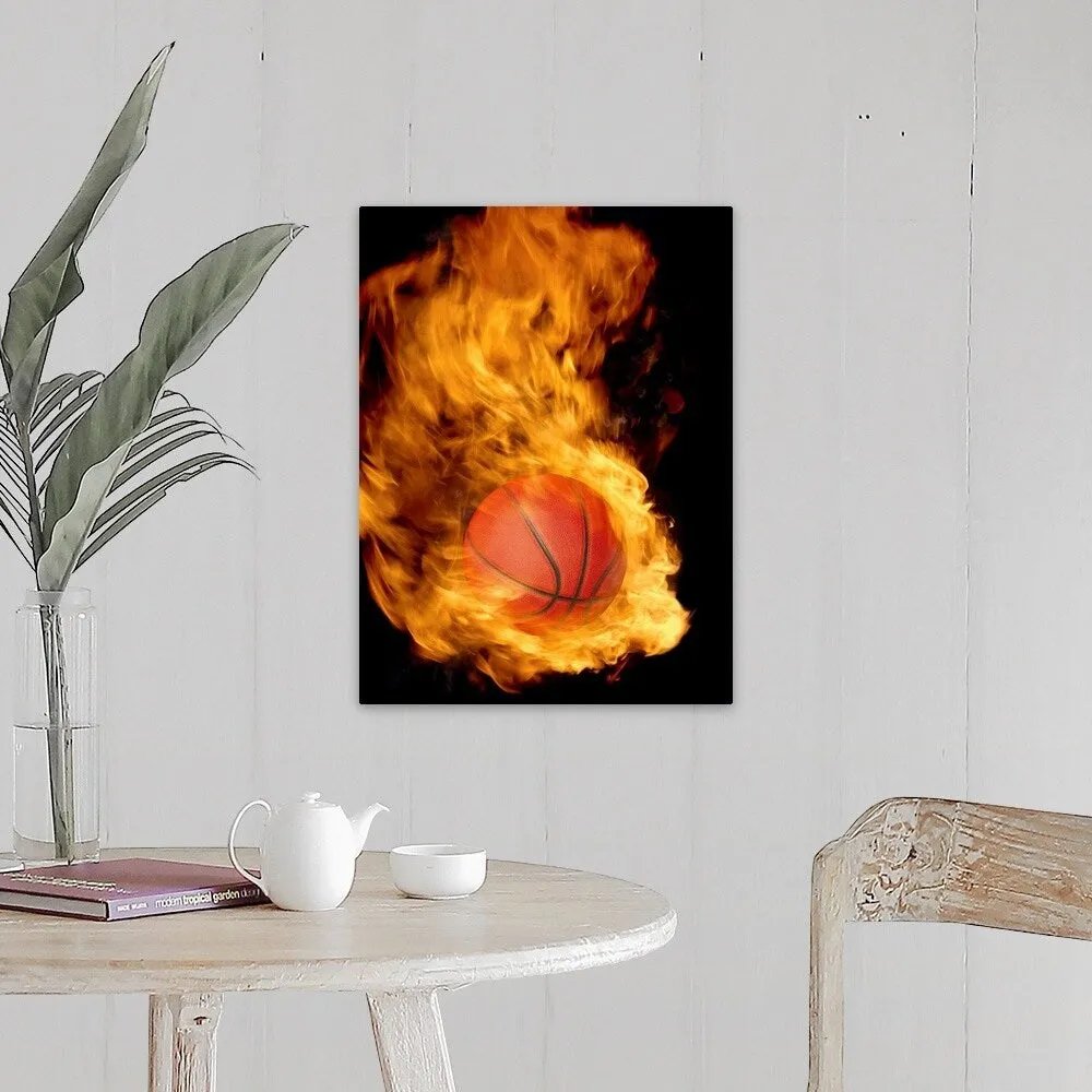 "Basketball on fire" Canvas Wall Art