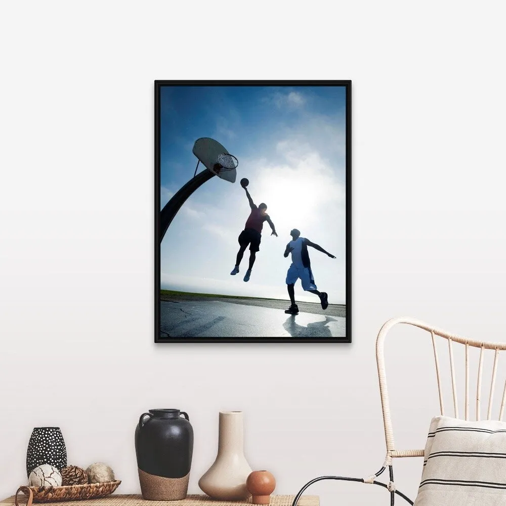 "Basketball players" Black Float Frame Canvas Art - Multi