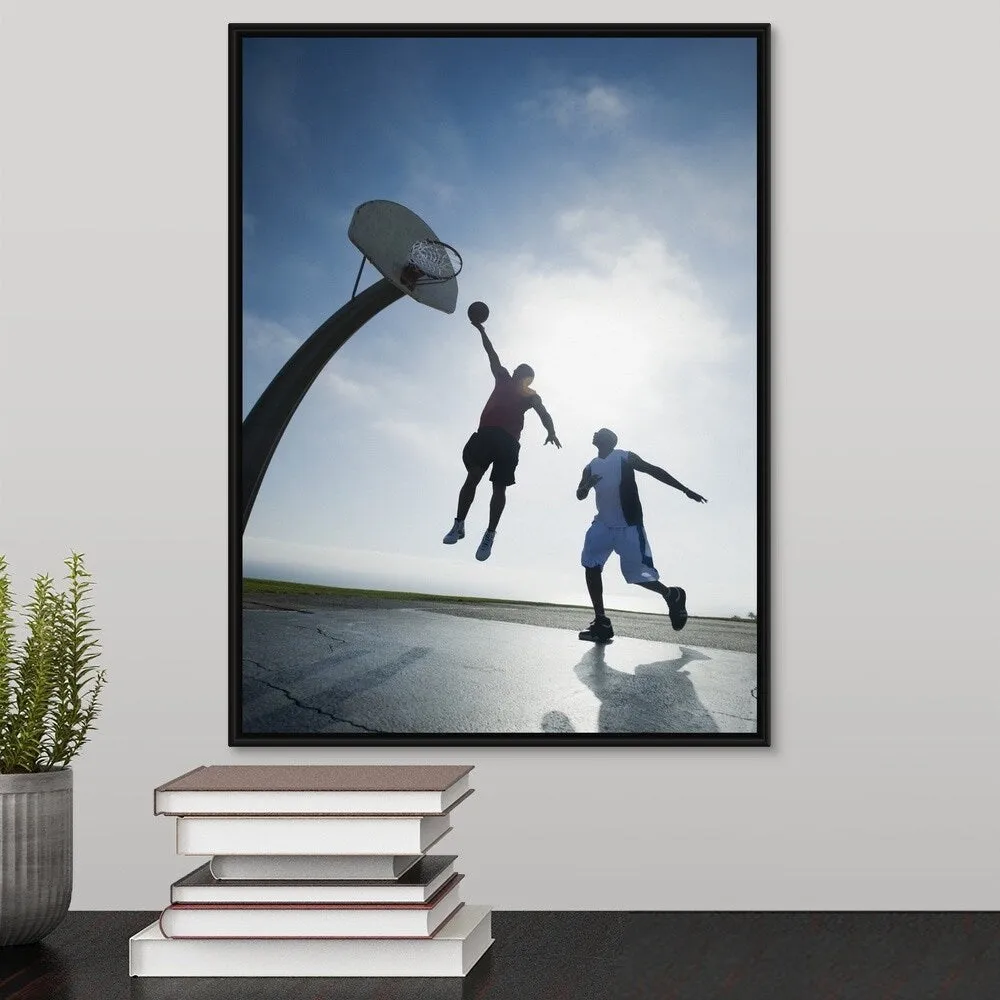 "Basketball players" Black Float Frame Canvas Art - Multi
