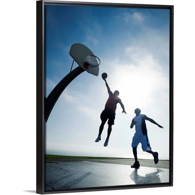 "Basketball players" Black Float Frame Canvas Art - Multi