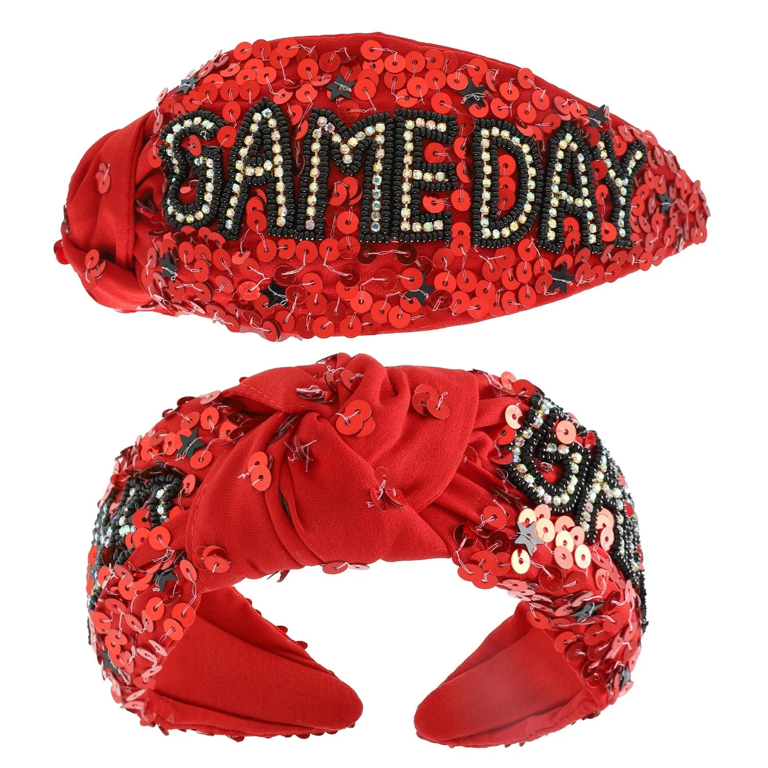 Rdbk Gameday Top Knotted Jeweled Beaded Headband