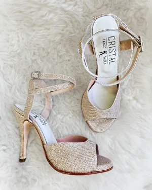 Rubi - Gold Glitter Tango Dance Shoes (Leather Sole)