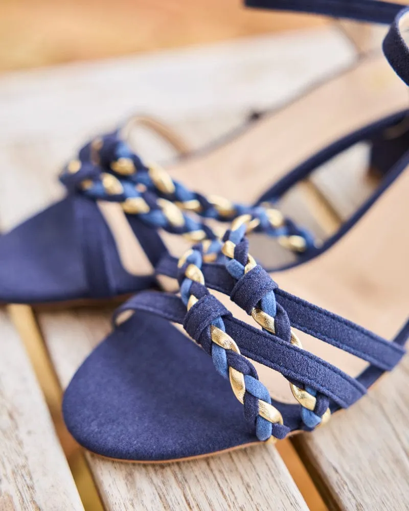 Saleccia Recycled Vegan Suede Heeled Sandals | Midnight Blue