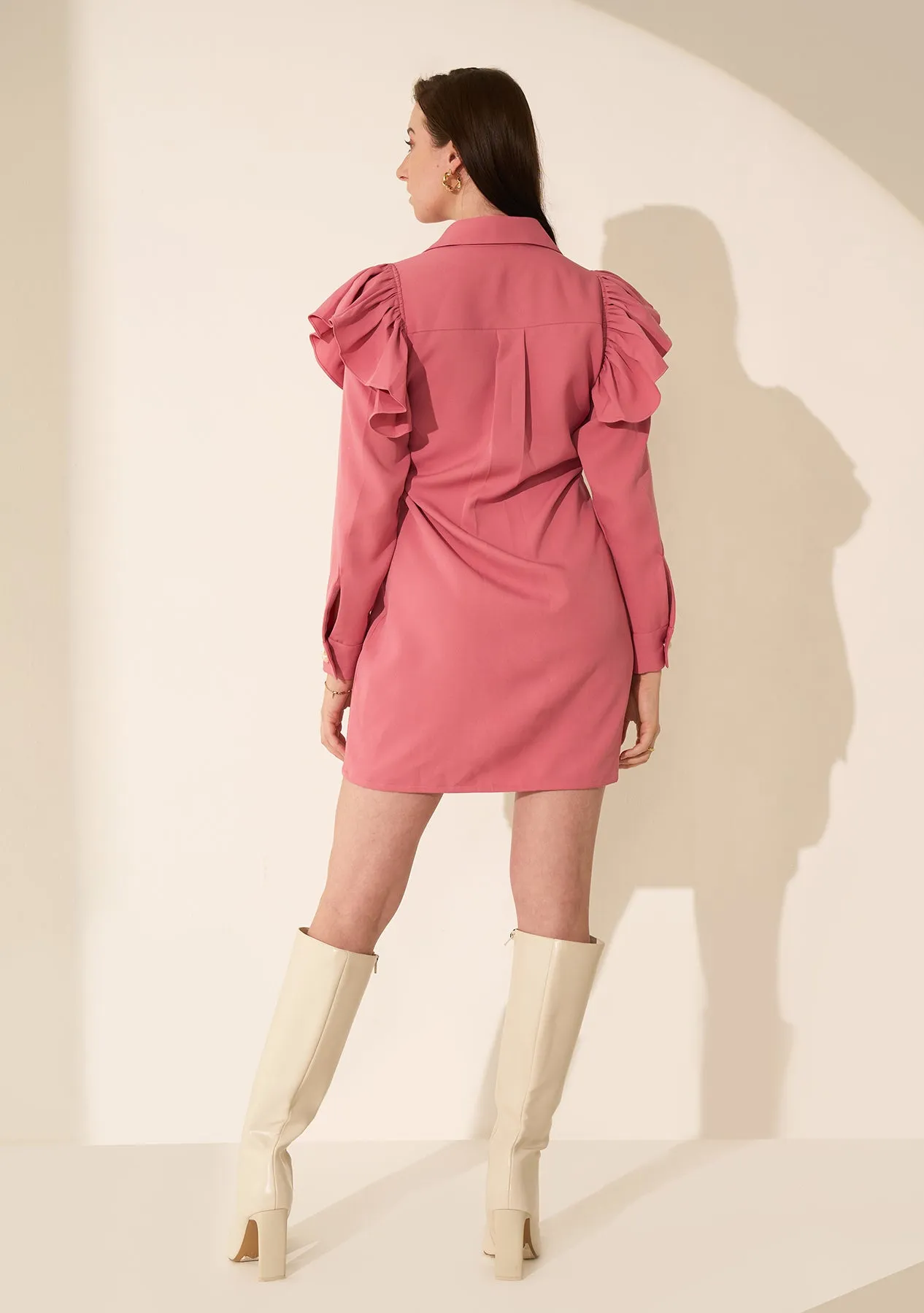 Shirt Dress with Ruffle for Women