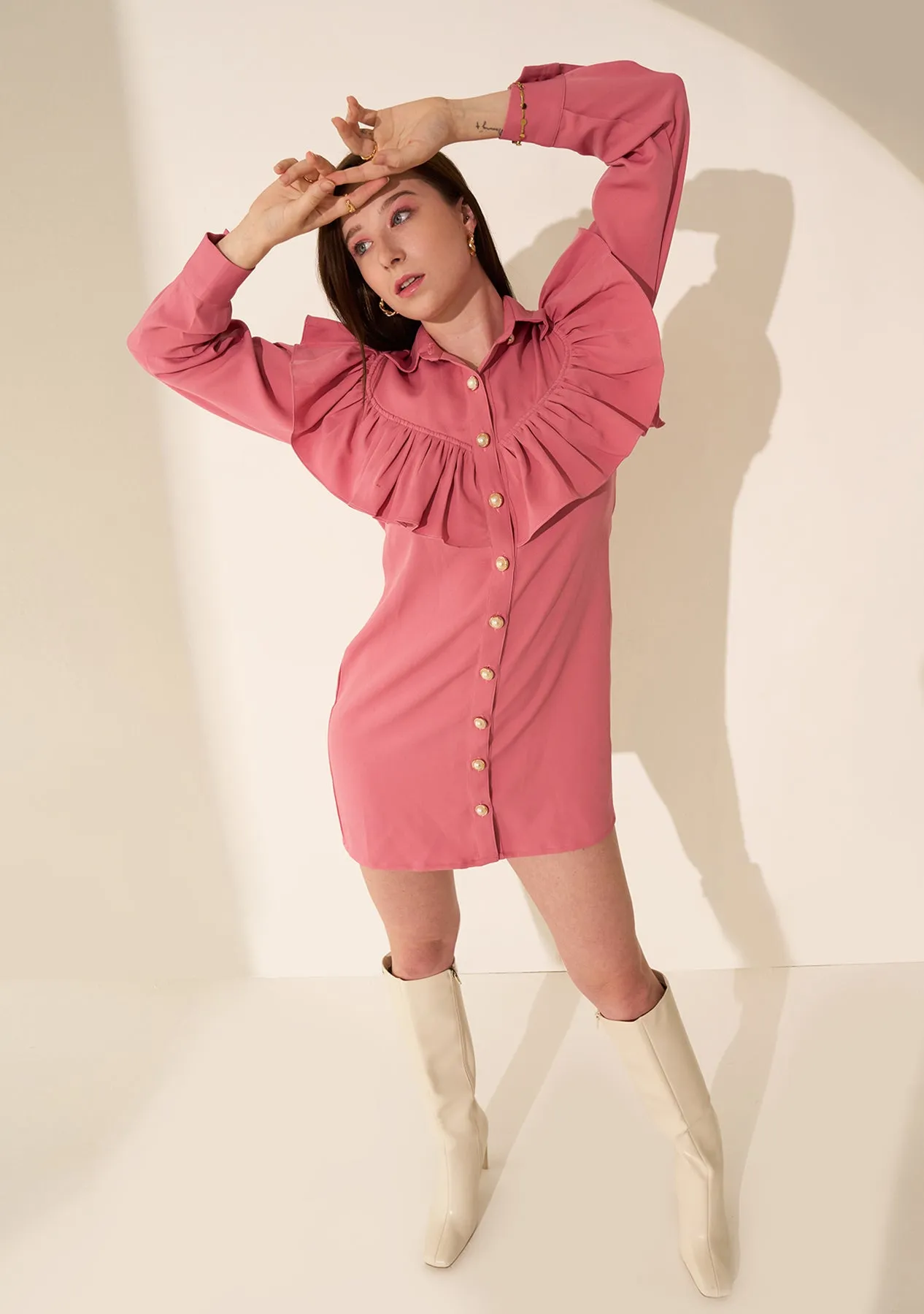 Shirt Dress with Ruffle for Women