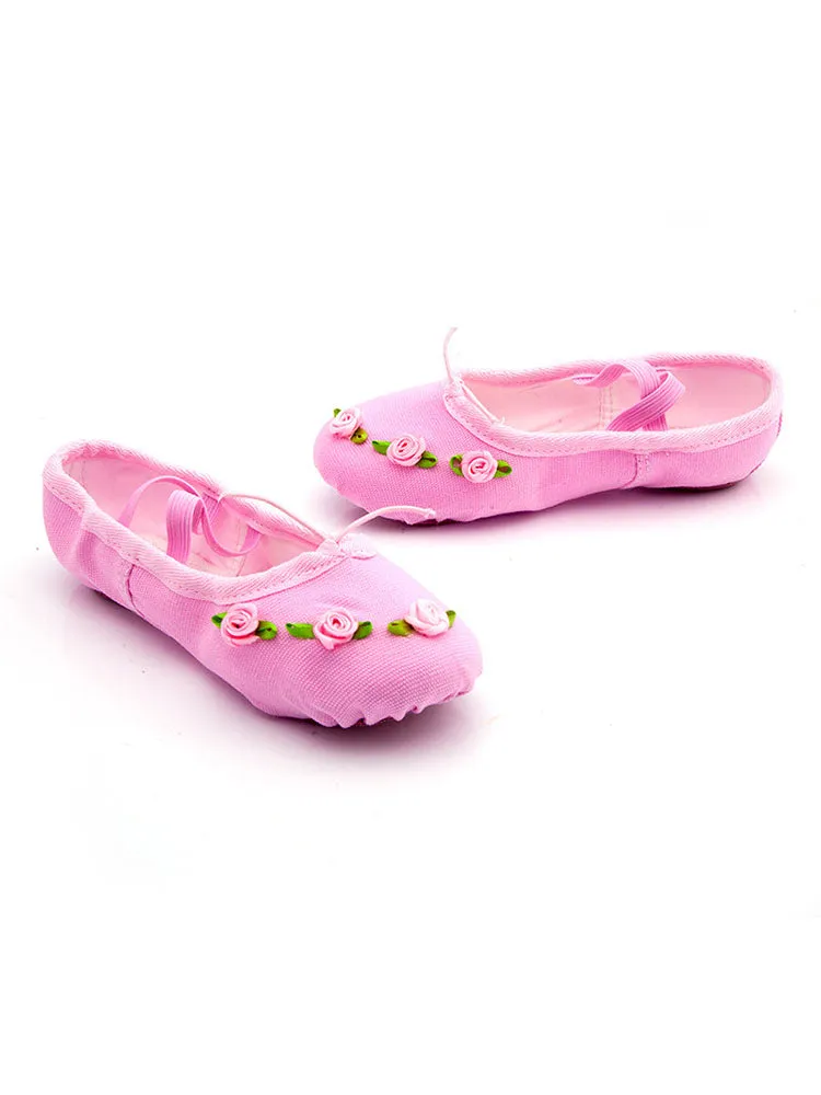 Soft Sole Canvas Exercise Ballet Shoes Cat Claw Rose Flower Dance Shoes