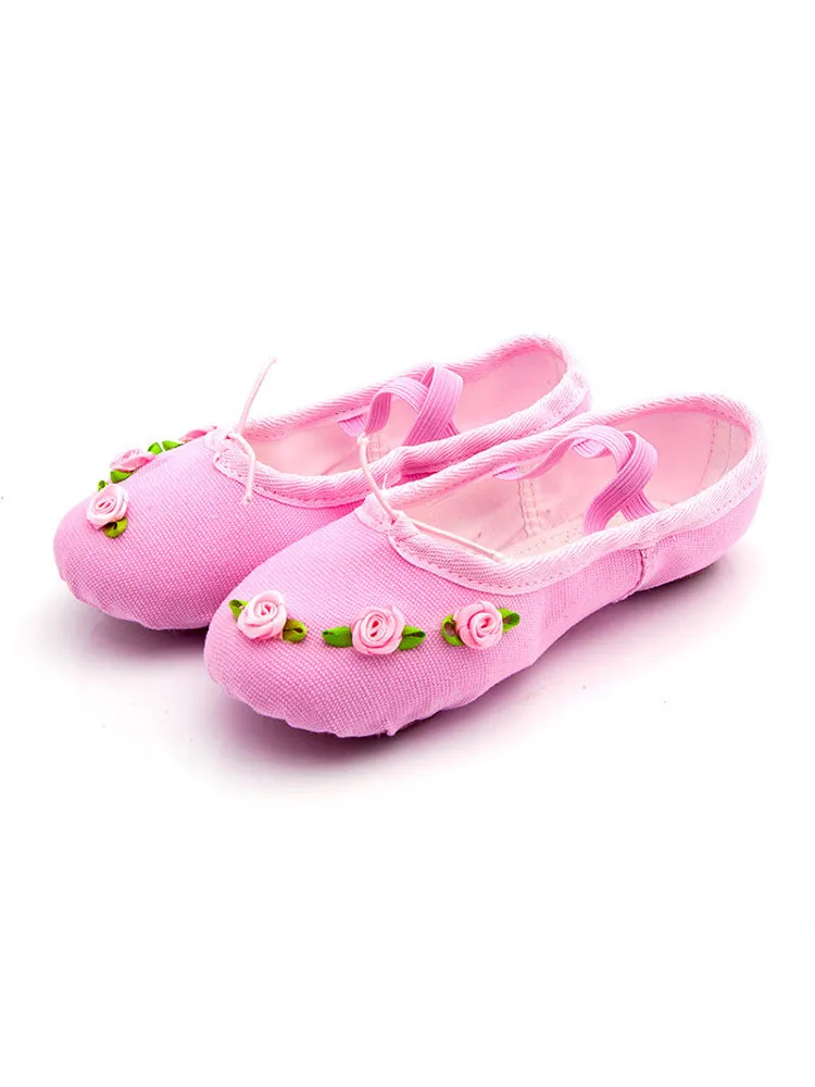 Soft Sole Canvas Exercise Ballet Shoes Cat Claw Rose Flower Dance Shoes
