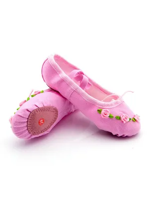 Soft Sole Canvas Exercise Ballet Shoes Cat Claw Rose Flower Dance Shoes