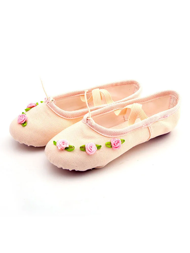 Soft Sole Canvas Exercise Ballet Shoes Cat Claw Rose Flower Dance Shoes