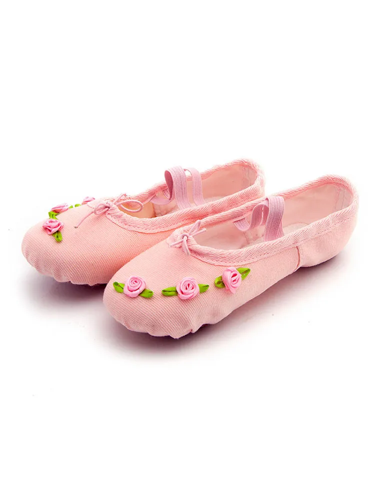 Soft Sole Canvas Exercise Ballet Shoes Cat Claw Rose Flower Dance Shoes