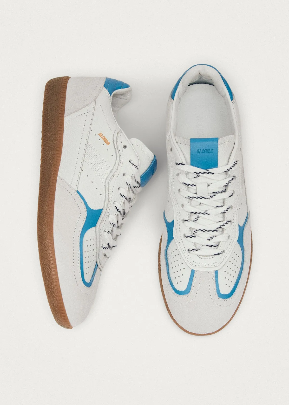 Tb.490 Rife Grain White Cornflower Blue Leather Sneakers