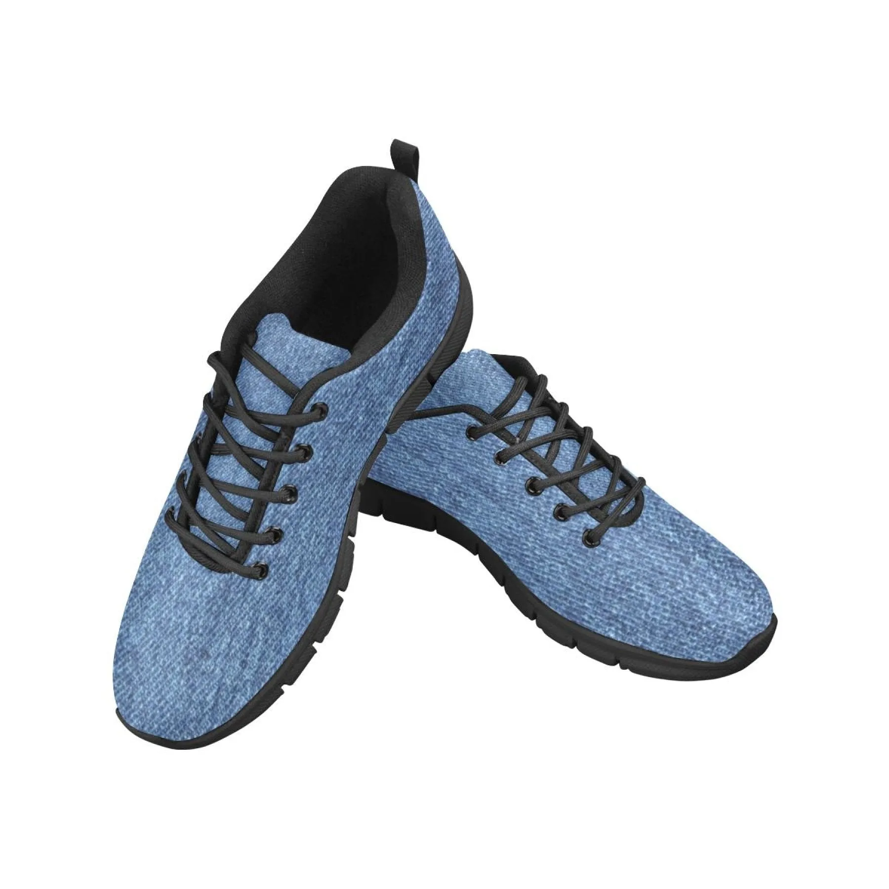 Uniquely You Womens Sneakers, Blue Denim Print Running Shoes by inQue.Style
