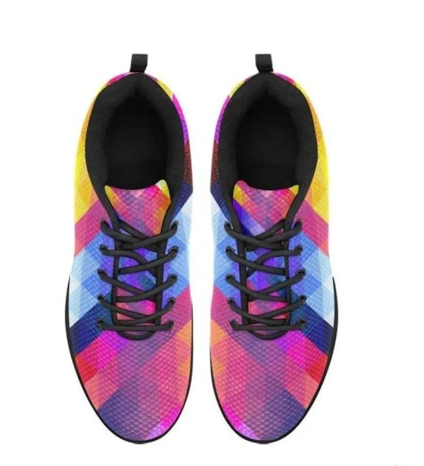 Uniquely You Womens Sneakers,  Grid Print  Running Shoes by inQue.Style