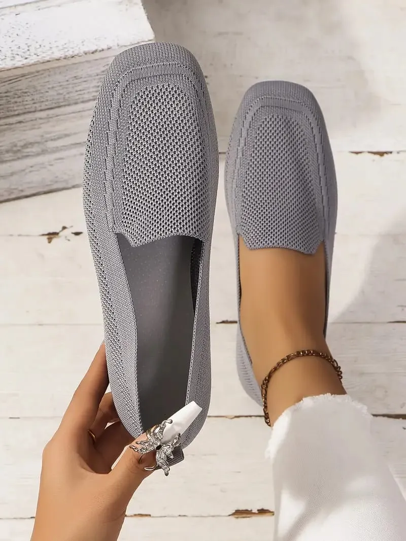 Women's Single Strap Flat Shoes, Breathable Square Head Large Size Wide Foot Shoes, Casual and Lightweight Walking Shoes   B143748