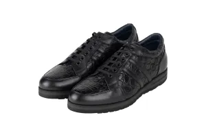 Zilli Black Caiman & Calfskin Blend Sneakers With Signature ZILLI Lettering